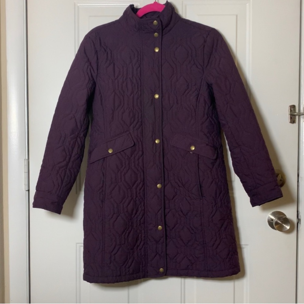 Lands End Purple Fall Winter Jacket Women’s Size Small Geometric Quilted